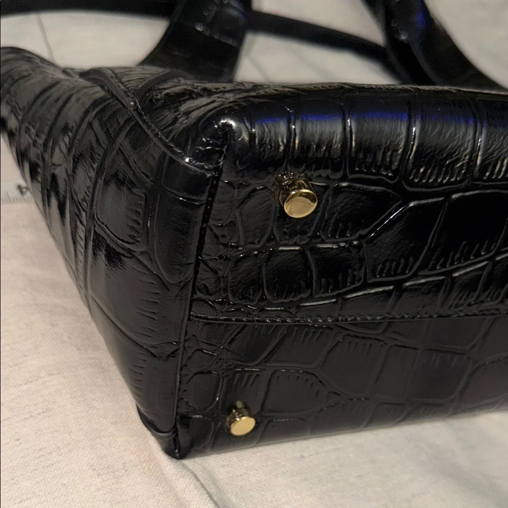 ANINE BING Black Croc-Embossed Satchel with Top Handles - Picture 12 of 14